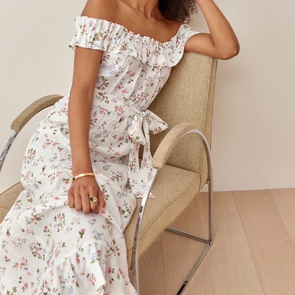 Reformation Sycamore Floral Linen Dress, Size M